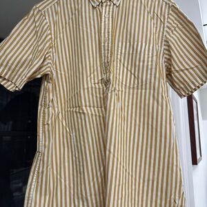 Men's Striped Short Sleeve Shirt - Yellow and White